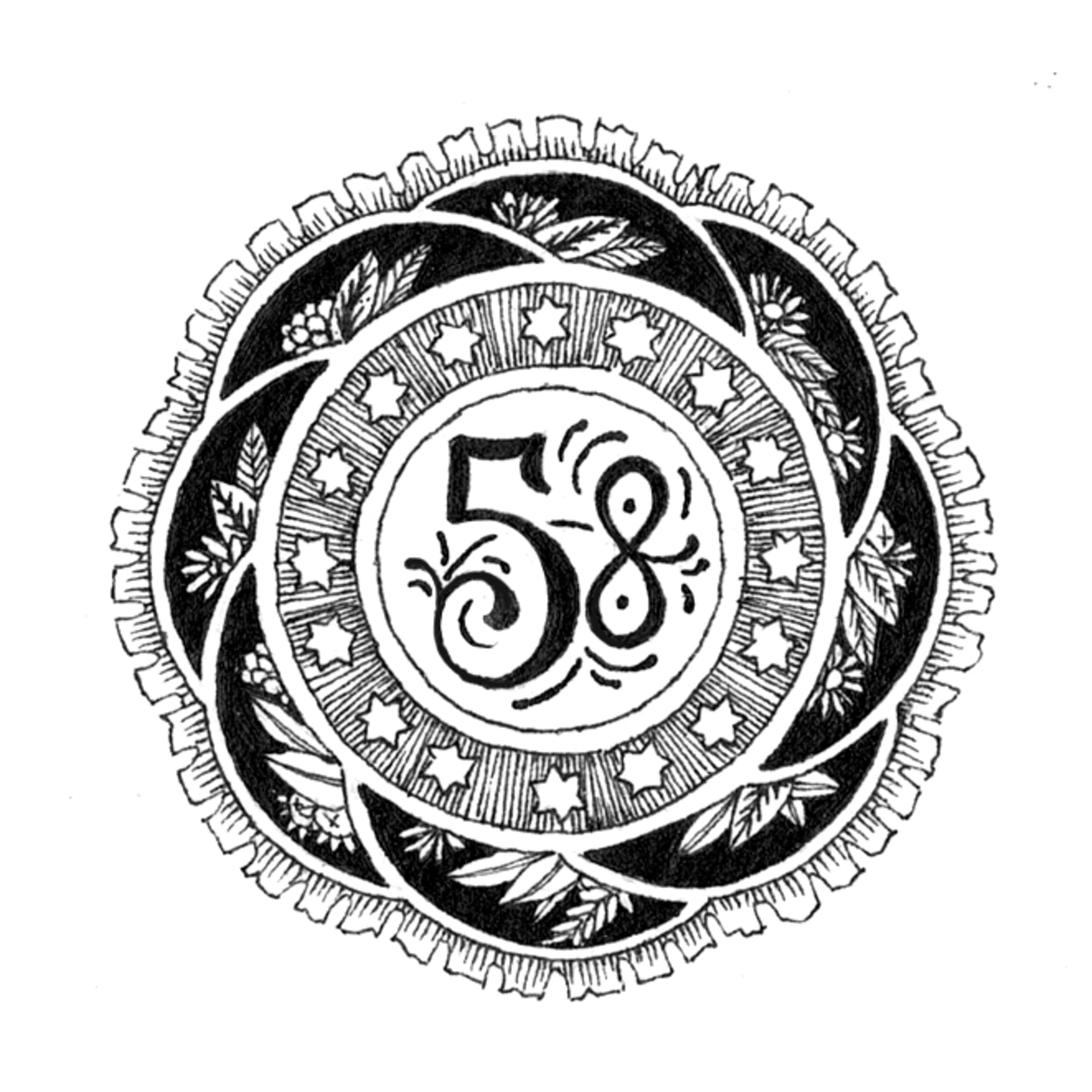 illustration botanique au trait en format timbre, fleur seule