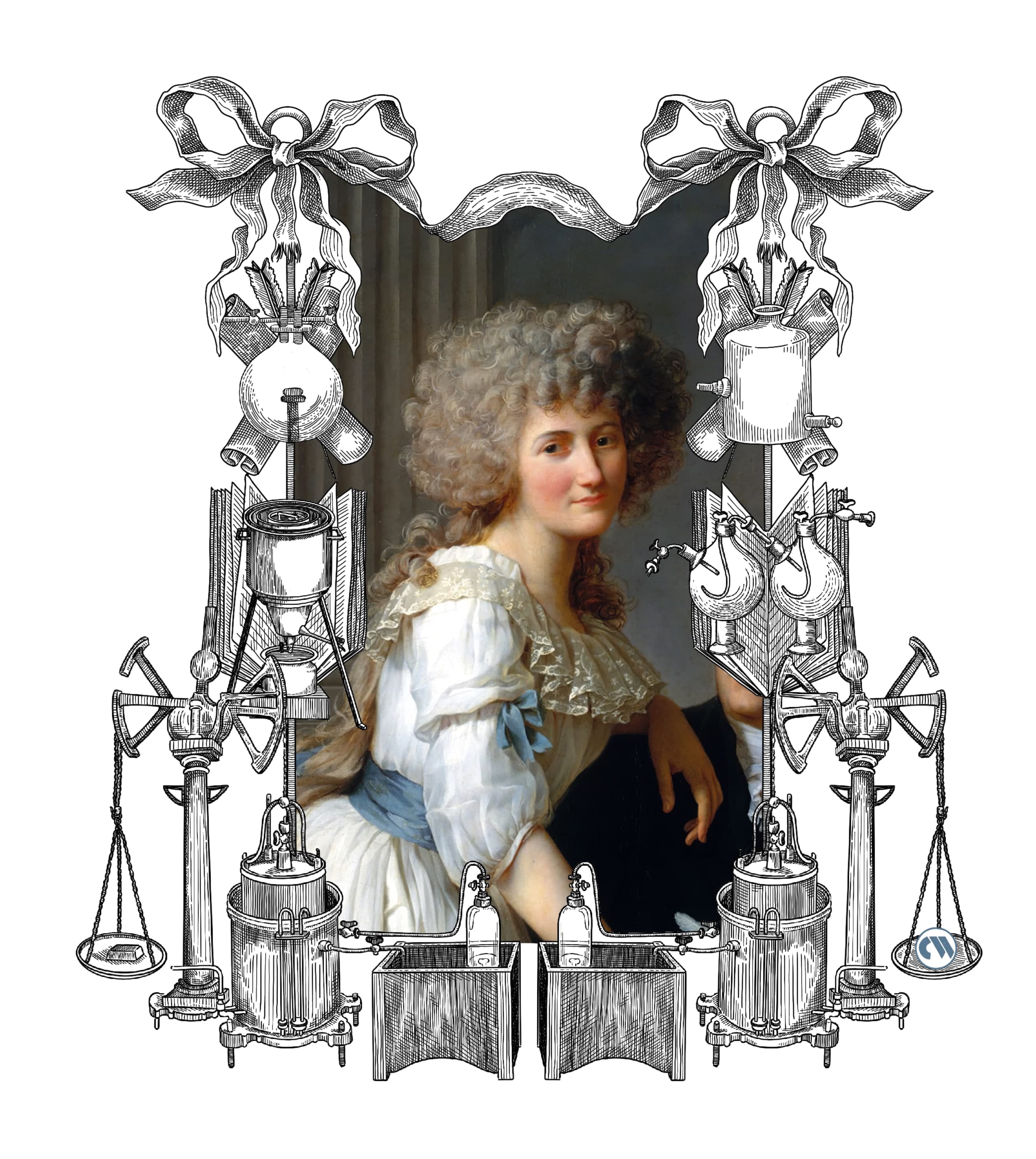 portrait illustré de Marie-Anne Lavalier en robe blanche