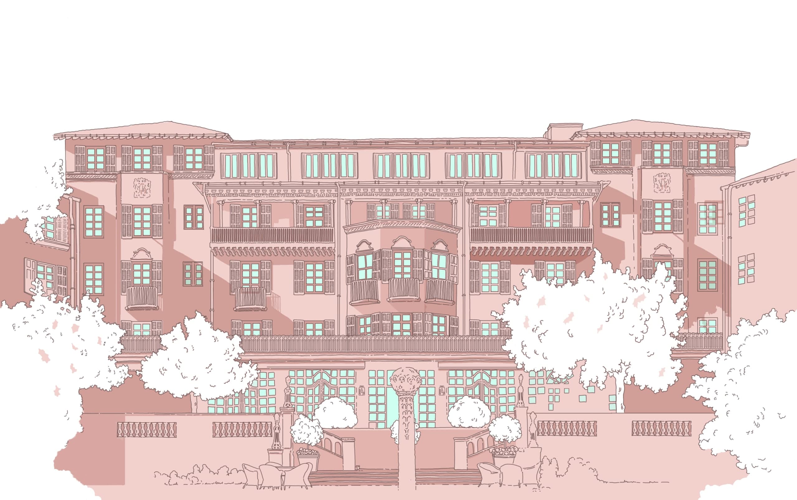 illustration architecturale du Mount Nelson Hotel, Le Cap