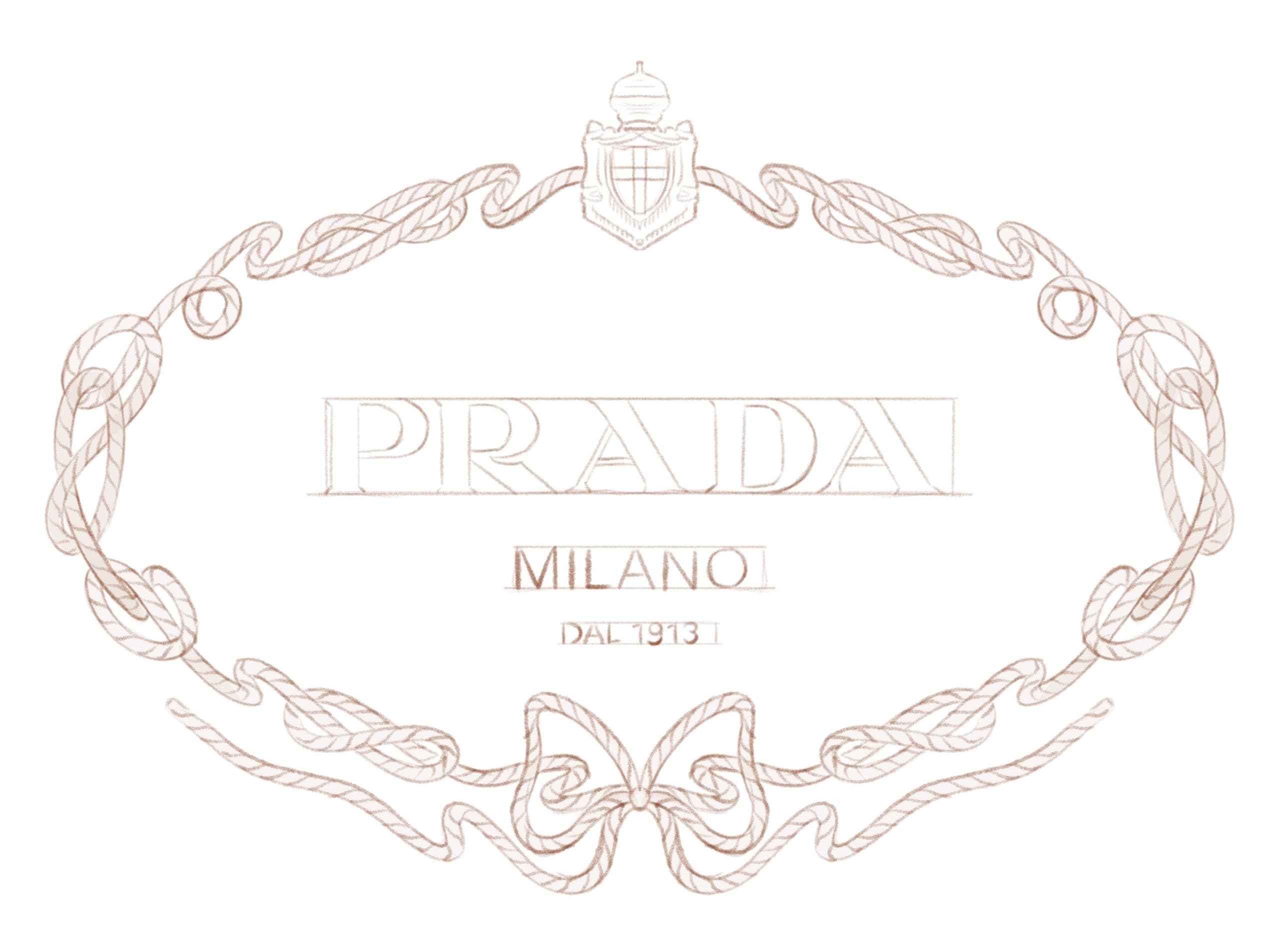 croquis de couronne avec détail de lettrage de marque