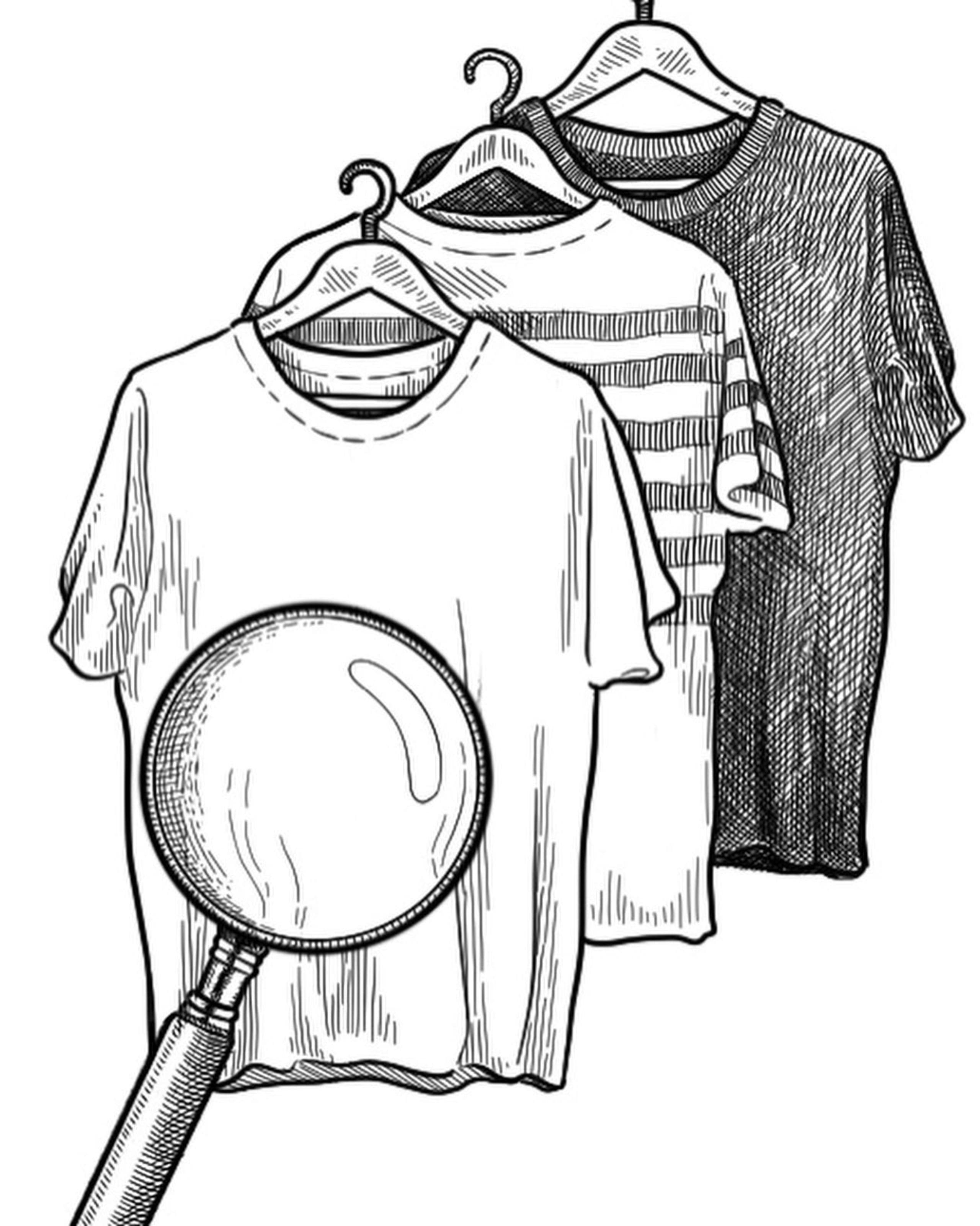 t-shirts illustrés présentés sur un fil à linge