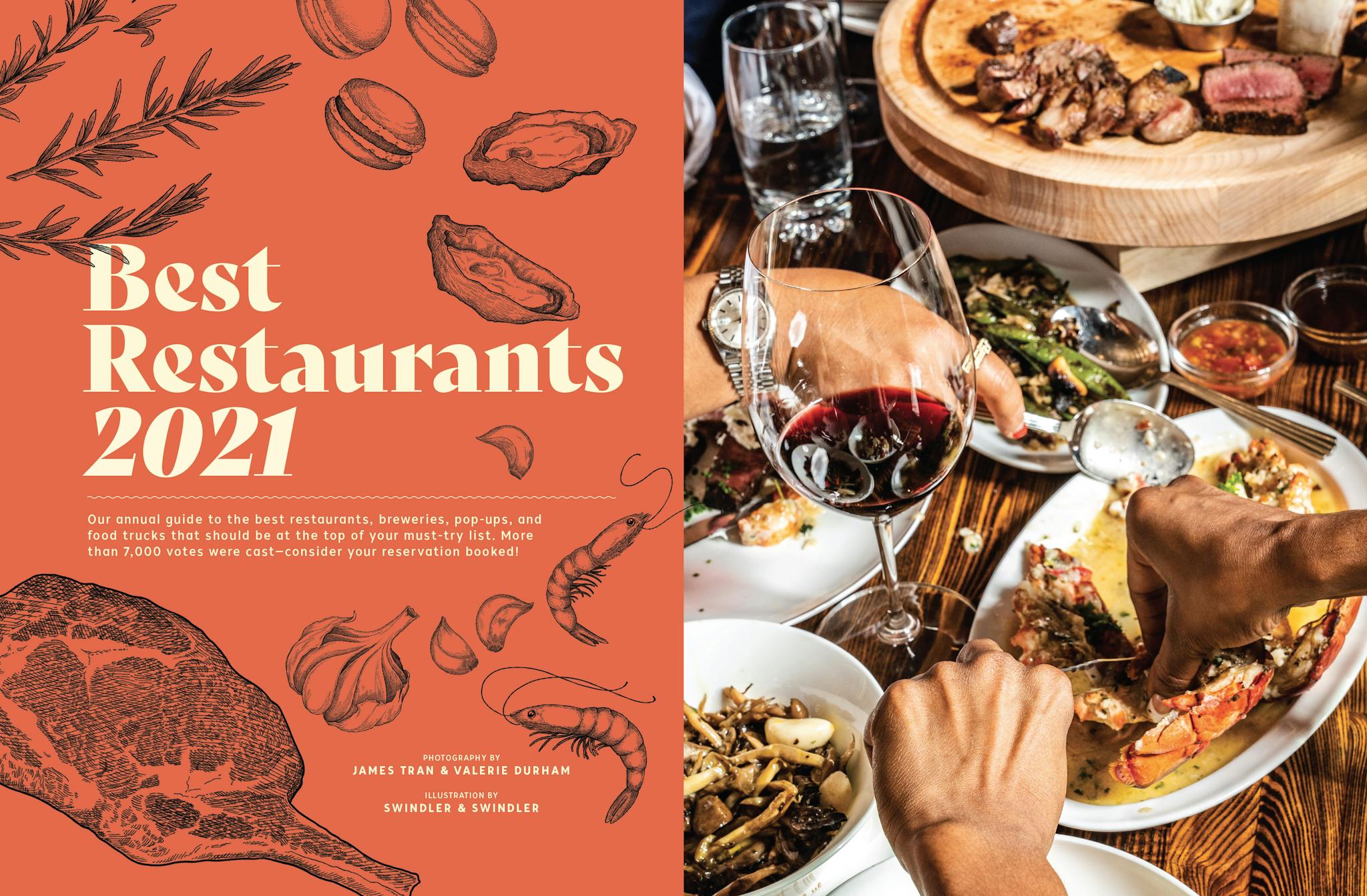 Couverture illustrée du journal San Diego Magazine sur les meilleurs restaurants en 2021.