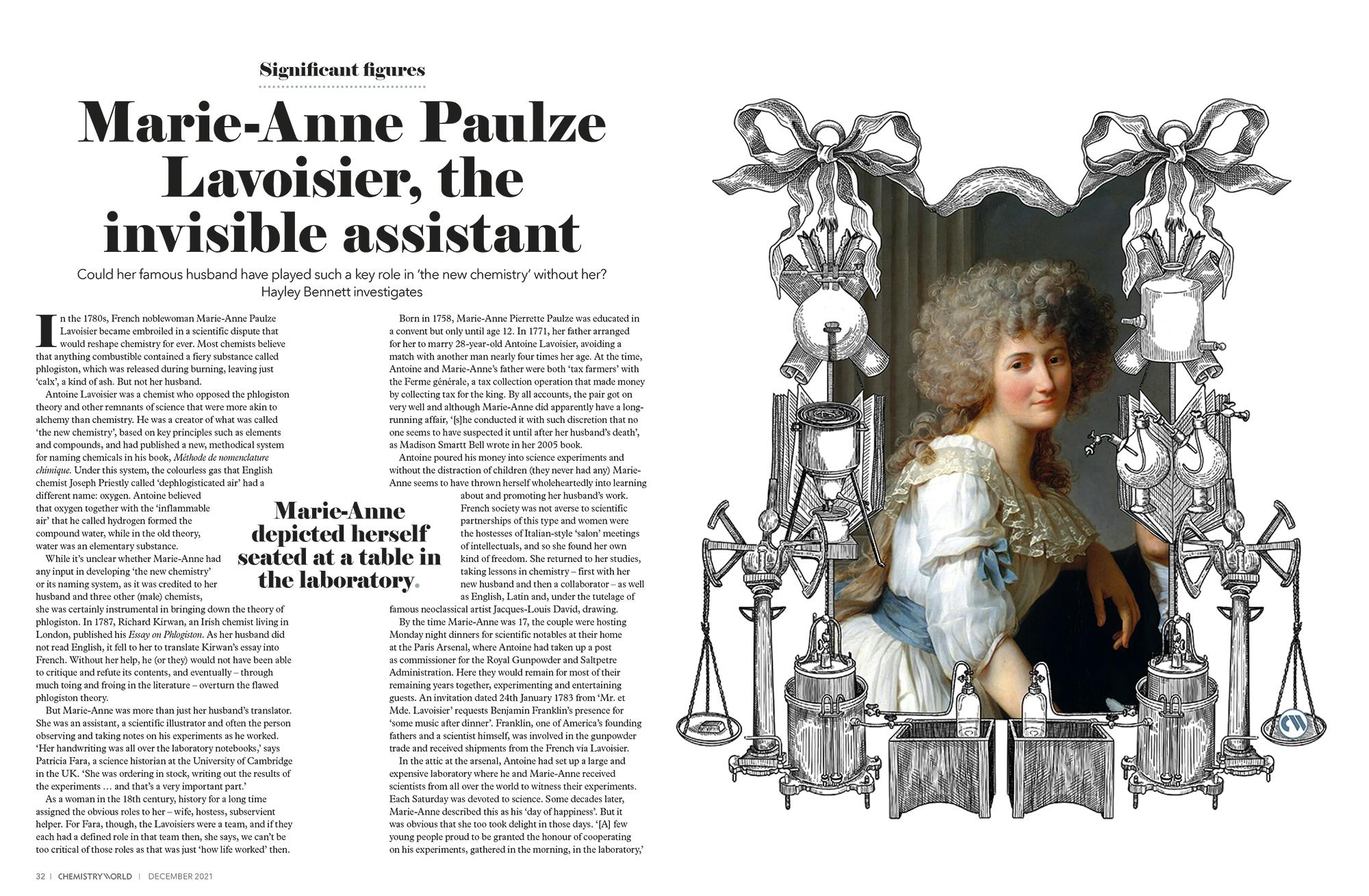 Page de l'article "Significant figures" du magazine de chemistry world. Marie Anne Paulze Lavoisier